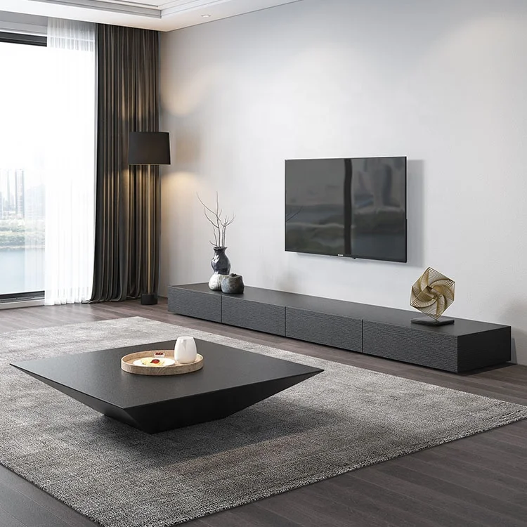 リビングルームの家具モダンな黒い木製テレビキャビネット