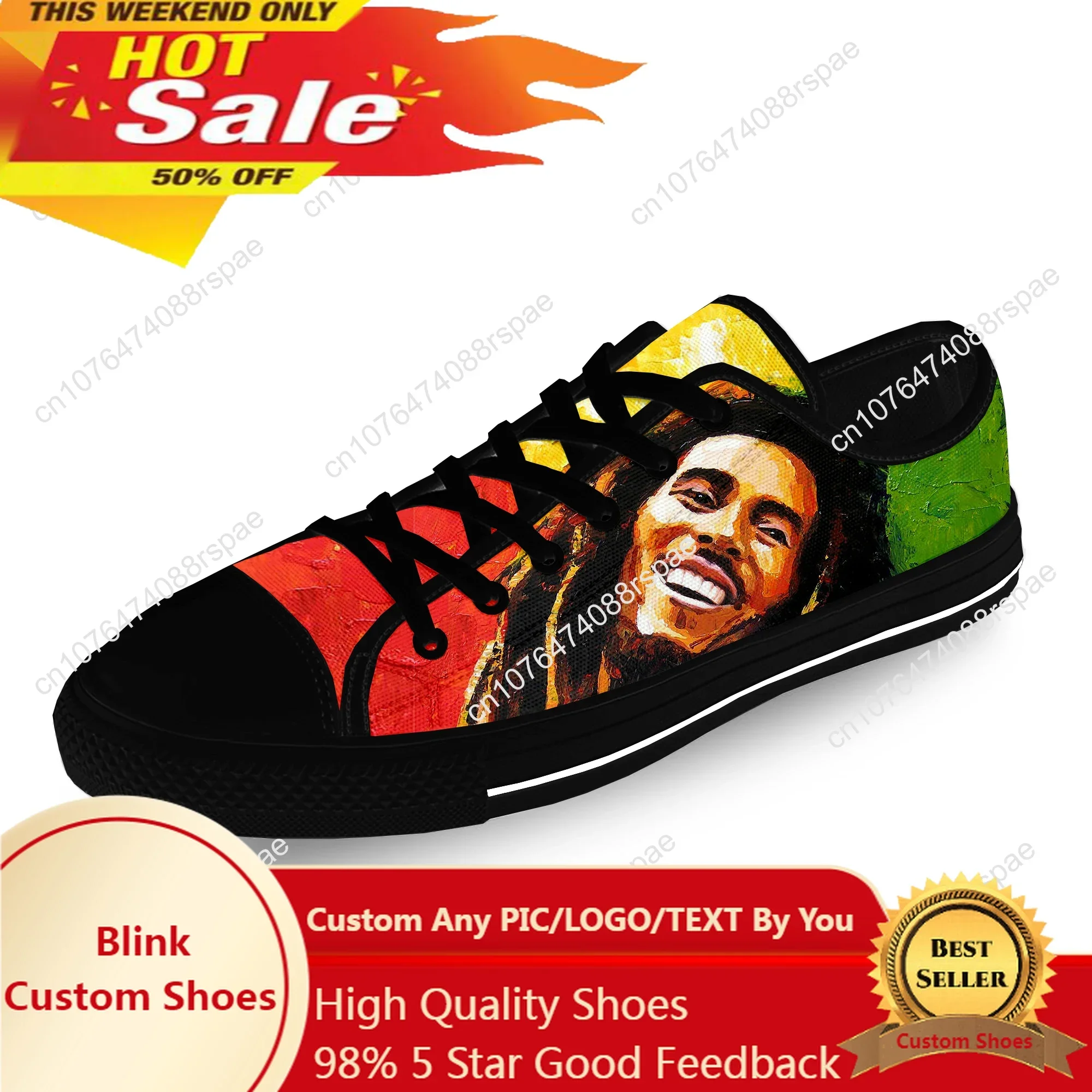 

Bob Marley Reggae Star Music Rock Fashion Casual Sneakers Low Top Lightweight Breathable 3D Printed Men Women Canvas Shoes