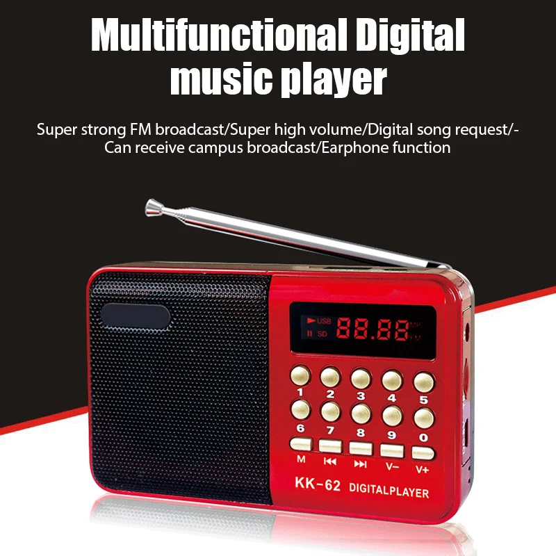 Mini Portable Radio Handheld Rechargeable Digital FM USB TF MP3 Player Stonego Speaker Devices Supplies