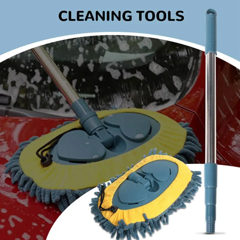 Car Cleaning Mop Car Wash Brush Rotating Telescopic Mop Chenille Broom Dust Brushing Floor Windows Cleaning Tools