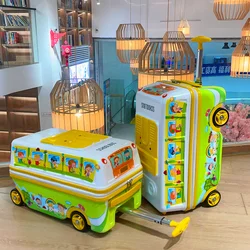 children's travel suitcase Cute cartoon kid's luggage Can be sat and ridden suitcases on wheels zipper rolling luggage case