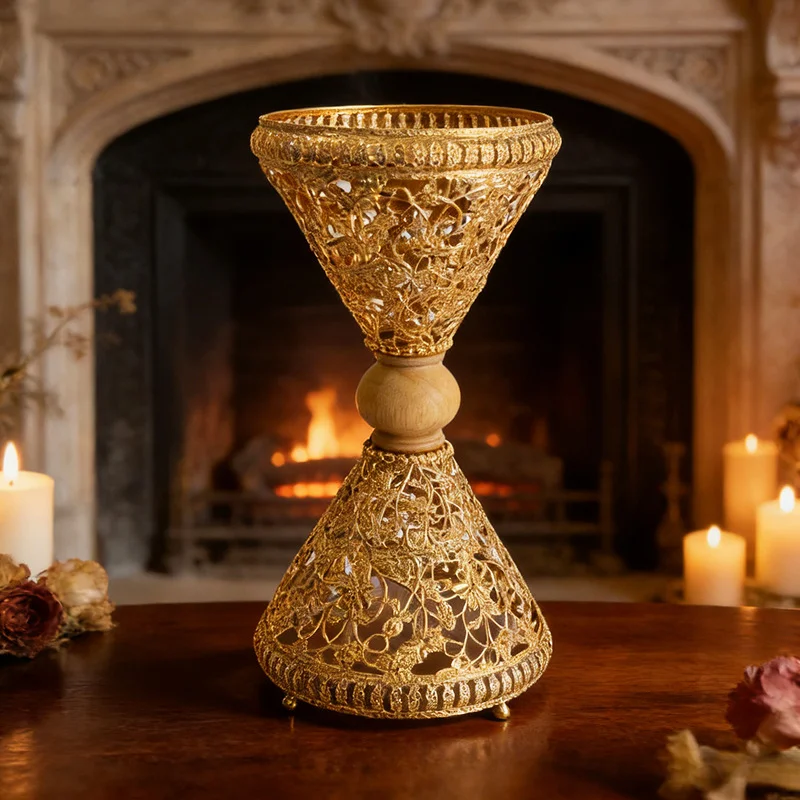 Electroplated Gold Hollow Incense Burner Arabic Middle Eastern Style Aromatherapy Furnace Home Desktop Decor Ornament