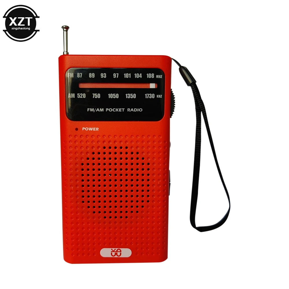 Full Band Mini AM FM Pointer Pocket Radio Portable Radio 2 AA Batteries For Running Camping Travel Analog Radio