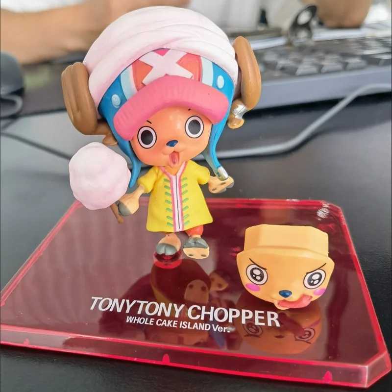 One Piece Kawaii Cotton Candy Cake Ilha Figura de Ação, Tony Tony Tony Chopper, Modelo Anime, Enfeites em PVC, Coleção Figura, Presentes de Brinquedo, 7cm