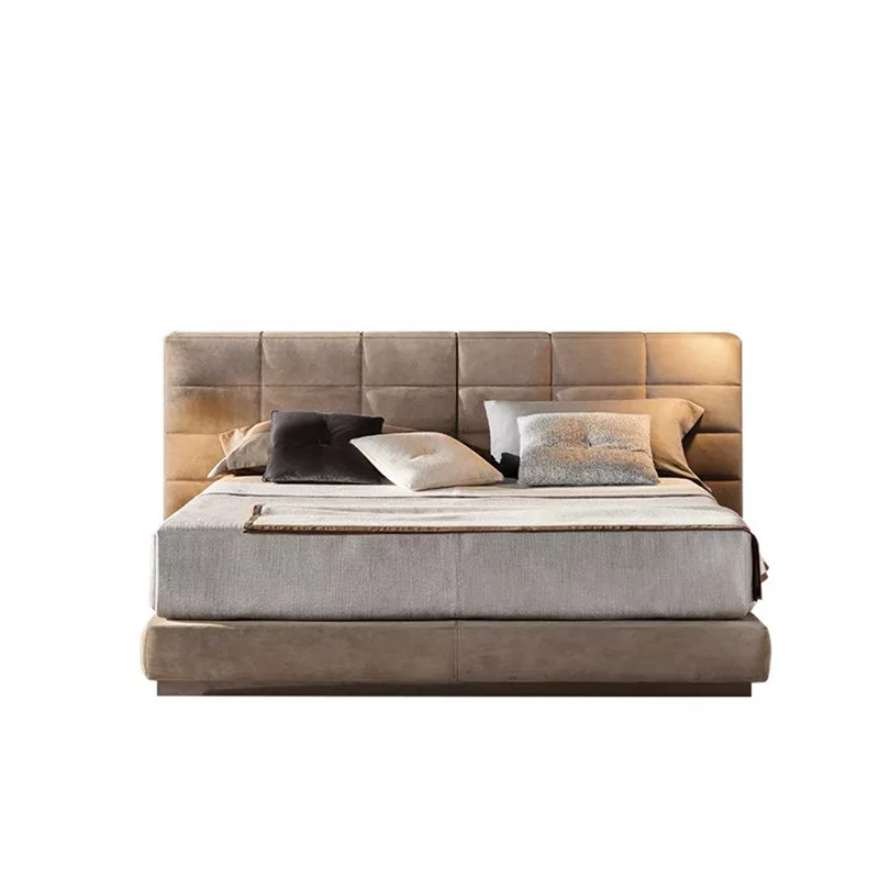 Italian minimalist widescreen double bed, modern minimalist designer villa large flat master bedroom large bed