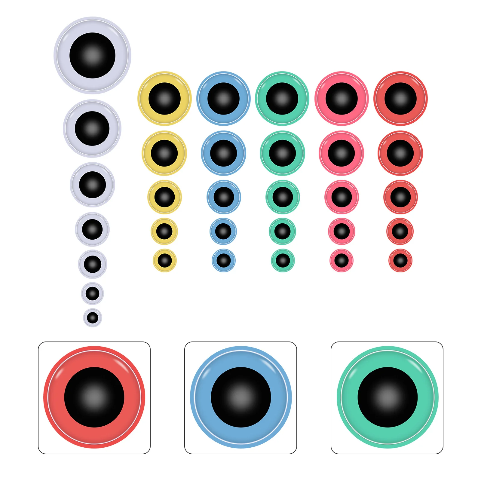 200 peças decorações de olhos diy plástico premium feito à mão olhos de segurança móveis para projetos de artesanato ornamentos de olhos de sinuca