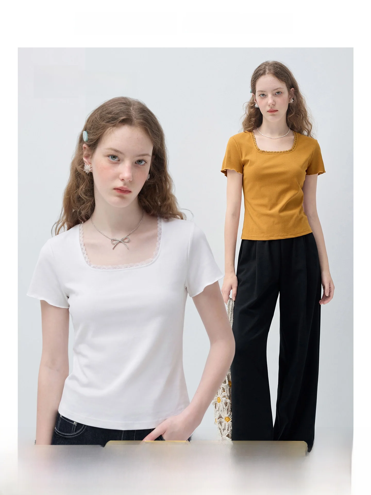 

Футболка с коротким рукавом и квадратным вырезом Slim Fit для женщин больших размеров: комфортная, дышащая, в корейском стиле, для повседневной носки весной и летом
