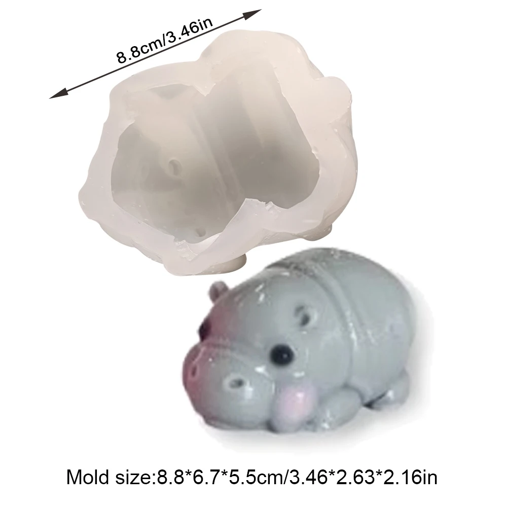 New Animal Cartoon Baby Hippo Food Grade Silicone Mold Chocolate Jelly Pudding Tool Hippopotamus Ice Cream Handmade Candle Mould
