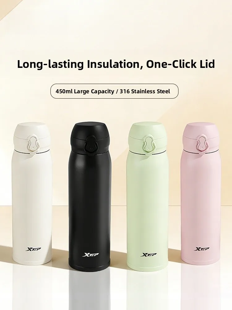 

XTEP Stainl Steel Insulated Water Bottle Large Capaci Portable Sports Cap for Students And Men Carrng Convenience
