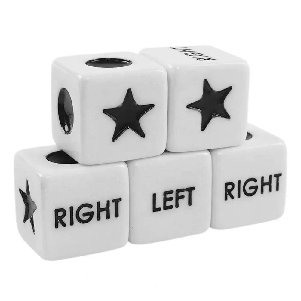 5 Pcs Left Right Center Dice Six Sided 16mm Standard Size Acrylic Dice Easy To Grip Game Prime Dice Home Party Games Accessories