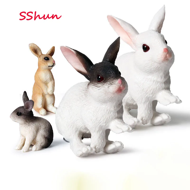 Children solid simulation wild animal rabbit family model large white rabbit gray rabbit yellow rabbit suit hand-made toy