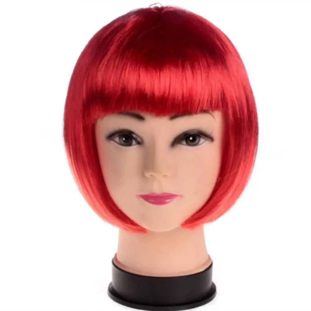 سيدة شعر مستعار المرأة قصيرة مستقيم الانفجارات كامل الشعر المستعار تأثيري حزب الشعر بوب شعر مستعار متعدد الألوان الشعر الاصطناعية