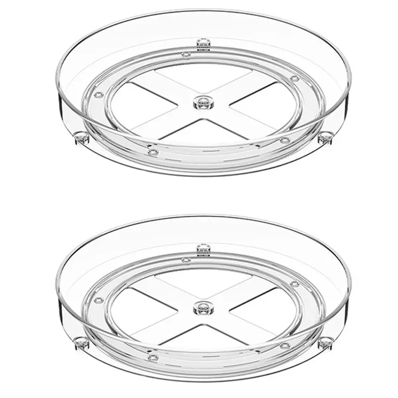 A96K-2-Pack Turntable Organizer Designed For Storage In For Cabinet, Refrigerator, And Pantry Space