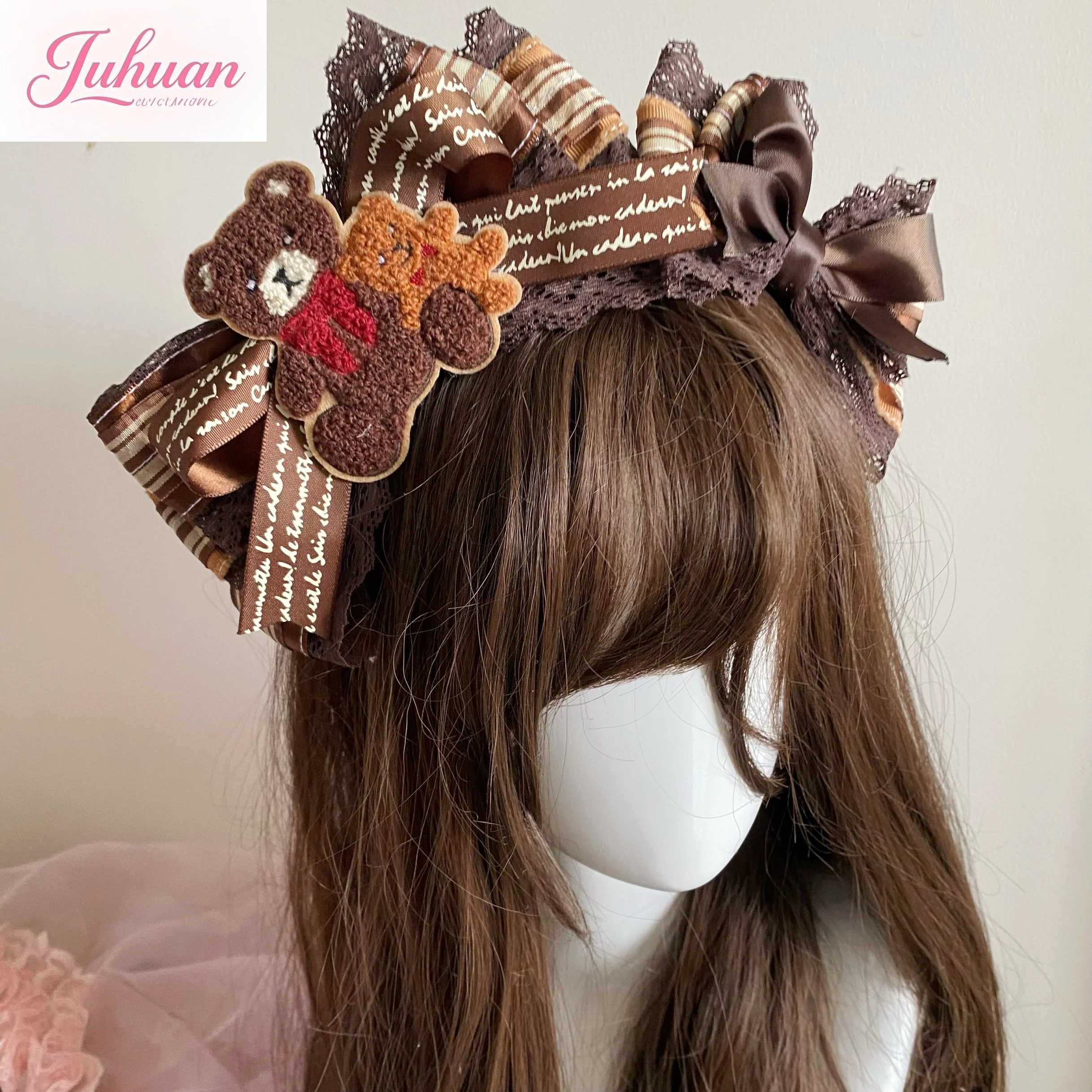 

Japanese Lolita Original Handmade Coffee Color Bear Headband Brown Kc Cute Cupcake Hair Accessories Small Thing Photo