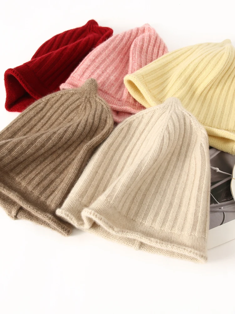 Children Pure Cashmere Knit Pointed Beanie Hat Boy Cashmere Hat Girl Casual New Year Xmas Winter Warm Hair Bonnet Kids 4-12y