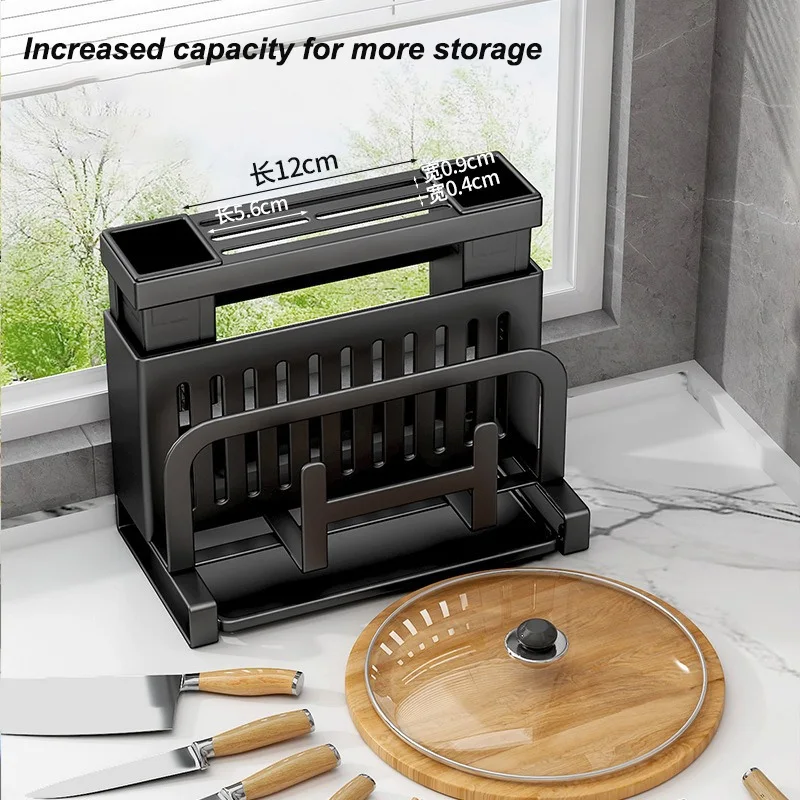 Knife Rack Multifunctional Kitchen Chopstick Rack Pot Lid Chopping Board Storage Racks No-Punch Kitchen Wall Mounted Shelf