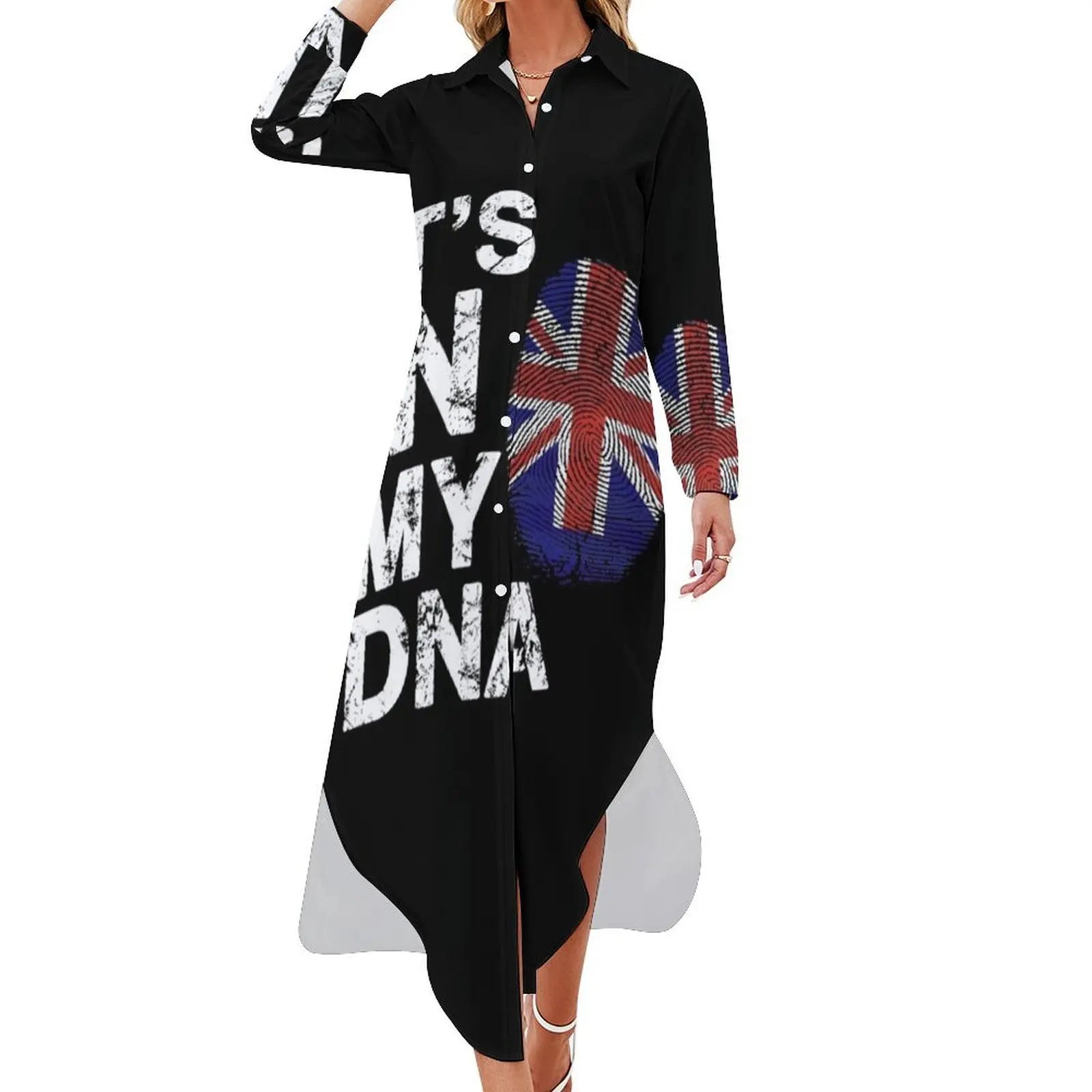 

IT'S IN MY DNA British Flag England UK Britain Union Jack T-Shirt Long Sleeved Shirt Dress Bride dresses