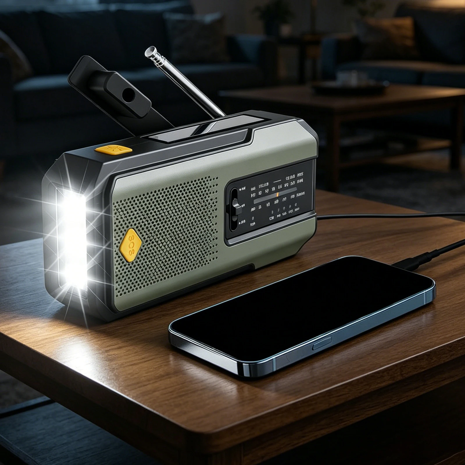 

Emergency Hand Crank Radio Solar Powered Radio with SOS Alarm LED Flashlight Phone Charger for Outdoor Indoor Emergencies