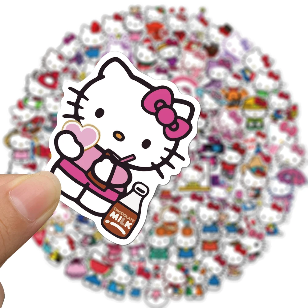 100PCS 만화 귀여운 헬로 고양이 낙서 스티커 어린이 보상 장난감 데칼 기타 스케이트 보드 전화 노트북 방수 스티커
