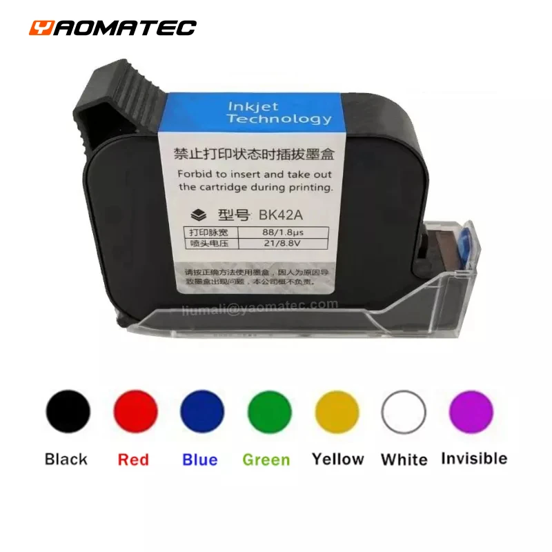 BK42A 12.7mm Handheld thermal inkjet Printer Fast Dry Eco Solvent Ink Cartridge for Unencrypted Handheld Printer