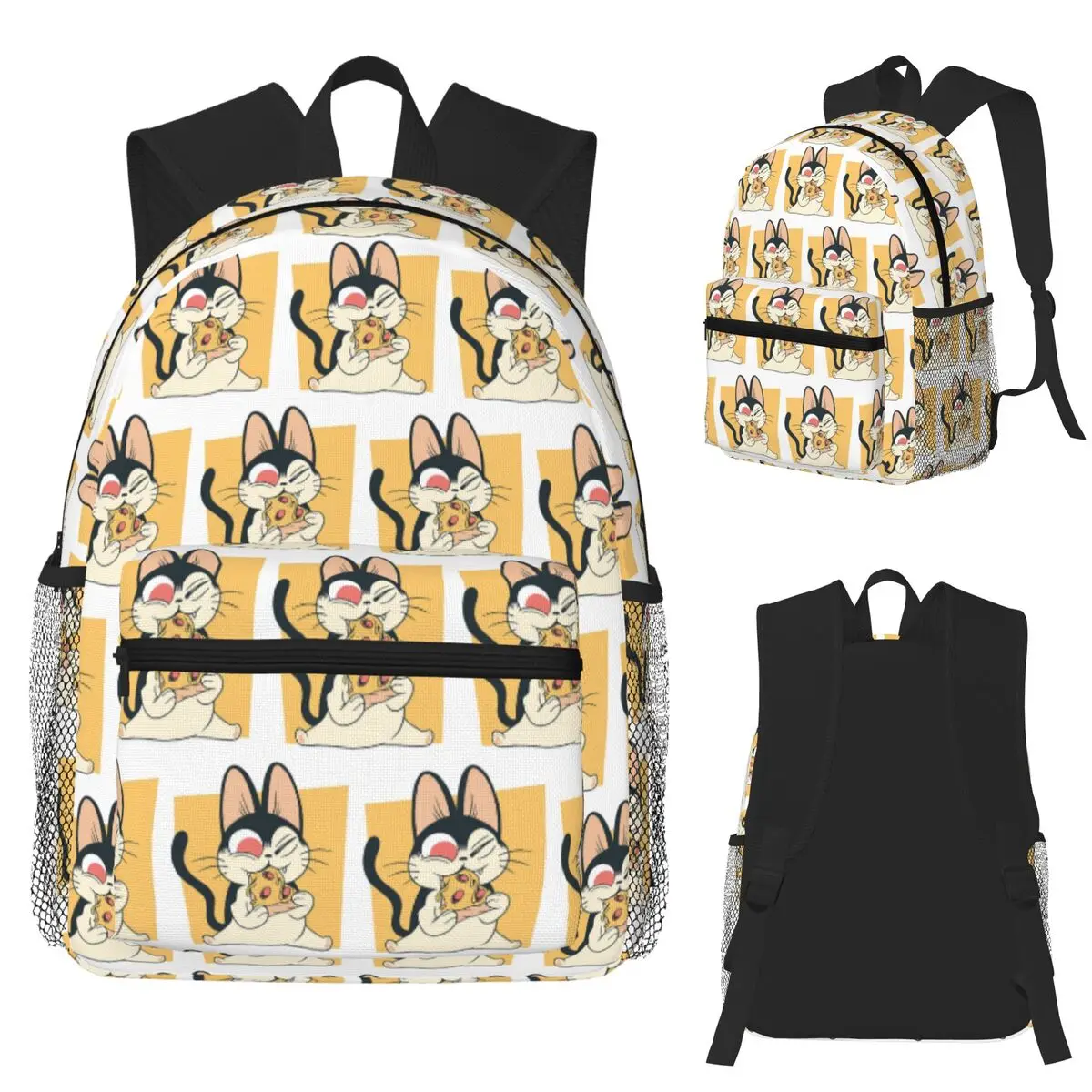 

Cute Cat Eating A Pizza Funny Cat Eating Pizza Student Backpack School Bag Hiking Travel Daypack Fashion Bookbag Shoulder Bags