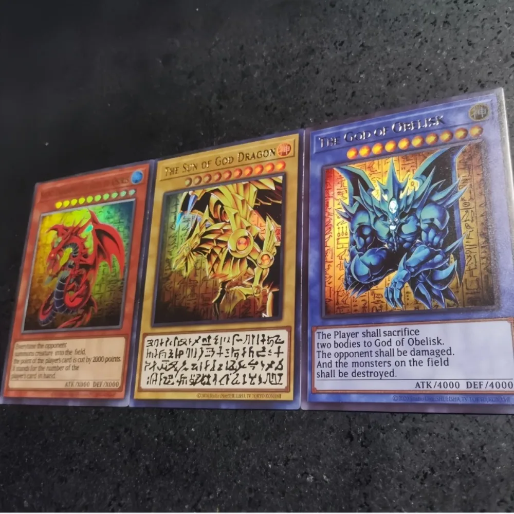 DIY Yu-Gi-Oh! Egyptian God 25th Anniversary 3PCS/Set Four Types of Flashes  Anime Peripheral Game Collection Card Holiday Gift