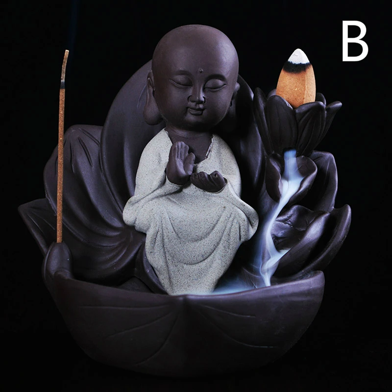 Ceramic Home Decoration Ornament Base Guanyin Bullet Backfolw Incense Tathagata Censer Stick Holder