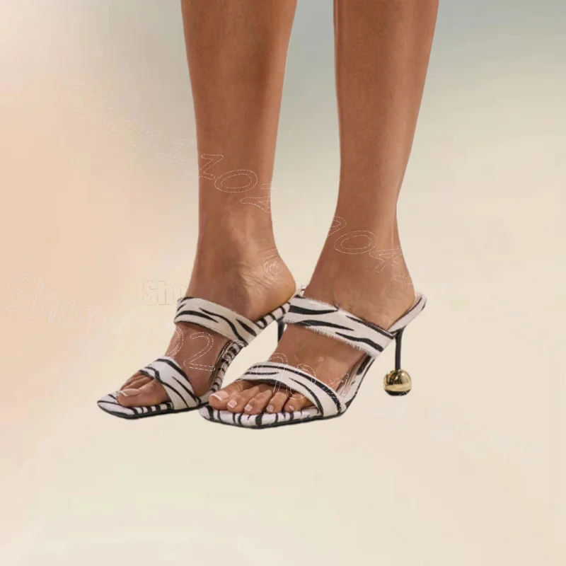 

Zebra Print Strange Style Heels Open Toe Slippers Slip On Women Shoes New Fashion Party Banquet Dating 2026 Zapatos Para Mujere