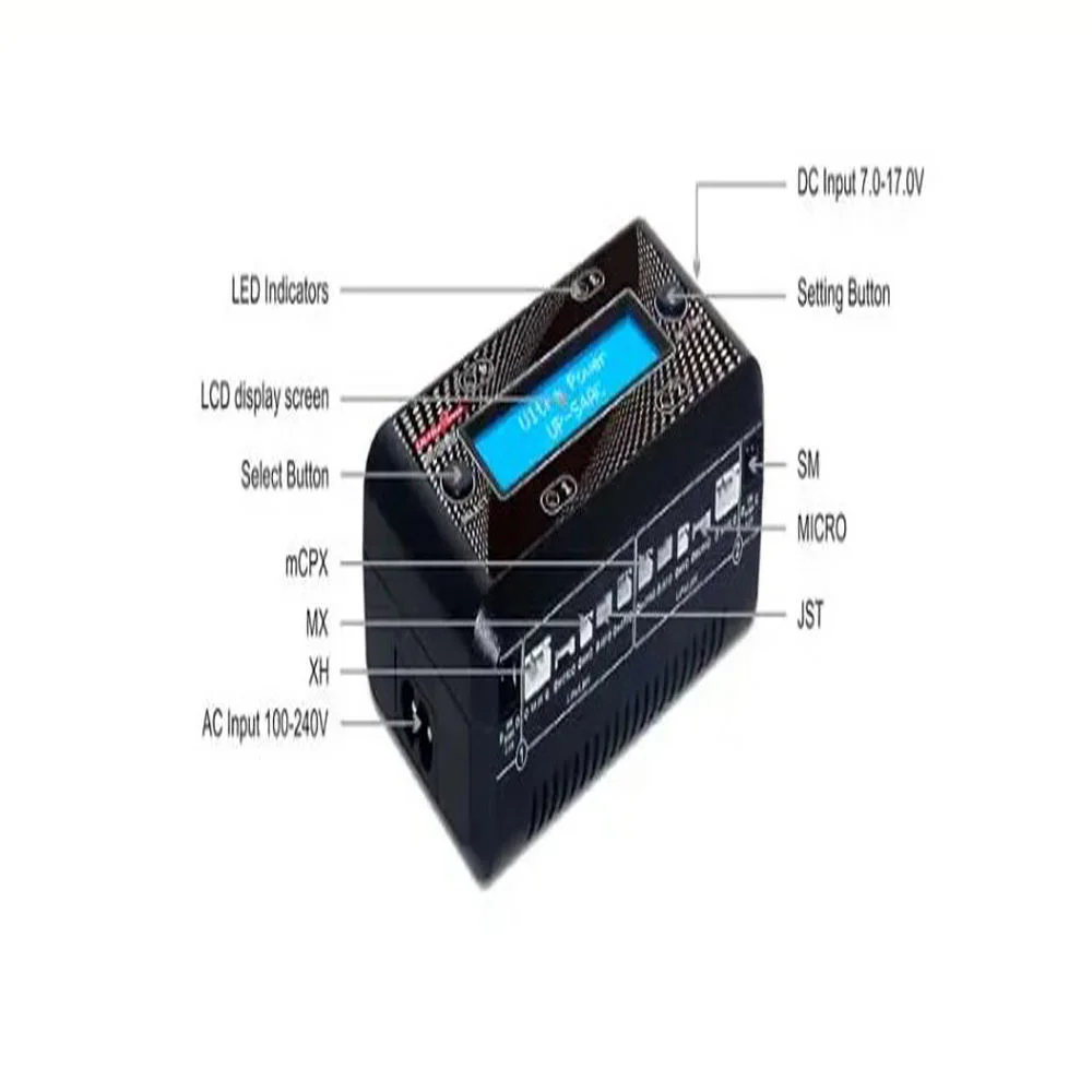RC Charger Compatible with 1S 2S AC/DC LiPo/LiHV/NiMH/NiCd Battery Charger Ultra Power UP-S4AC Four-Channels UAV Charger