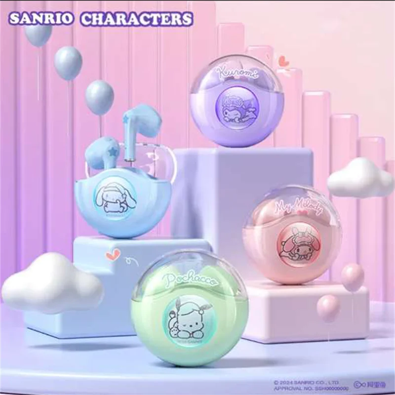 

Kuromi Wireless Bluetooth Earphones Sanrio Cartoon Noise Cancelling Earphones Cinnamoroll My Melody Pochacco Game Headphone Gift