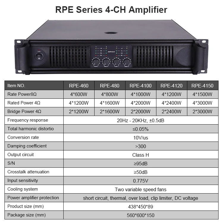 Stereo integrated power amp circuit switch class 4 channel 1000 watts brand professional power amplifier