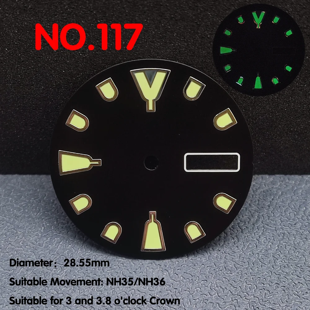 Замените циферблат 28,55 мм на циферблат с одиночным/двойным календарем, циферблат часов NH36 с кварцевым механизмом, модификационная деталь