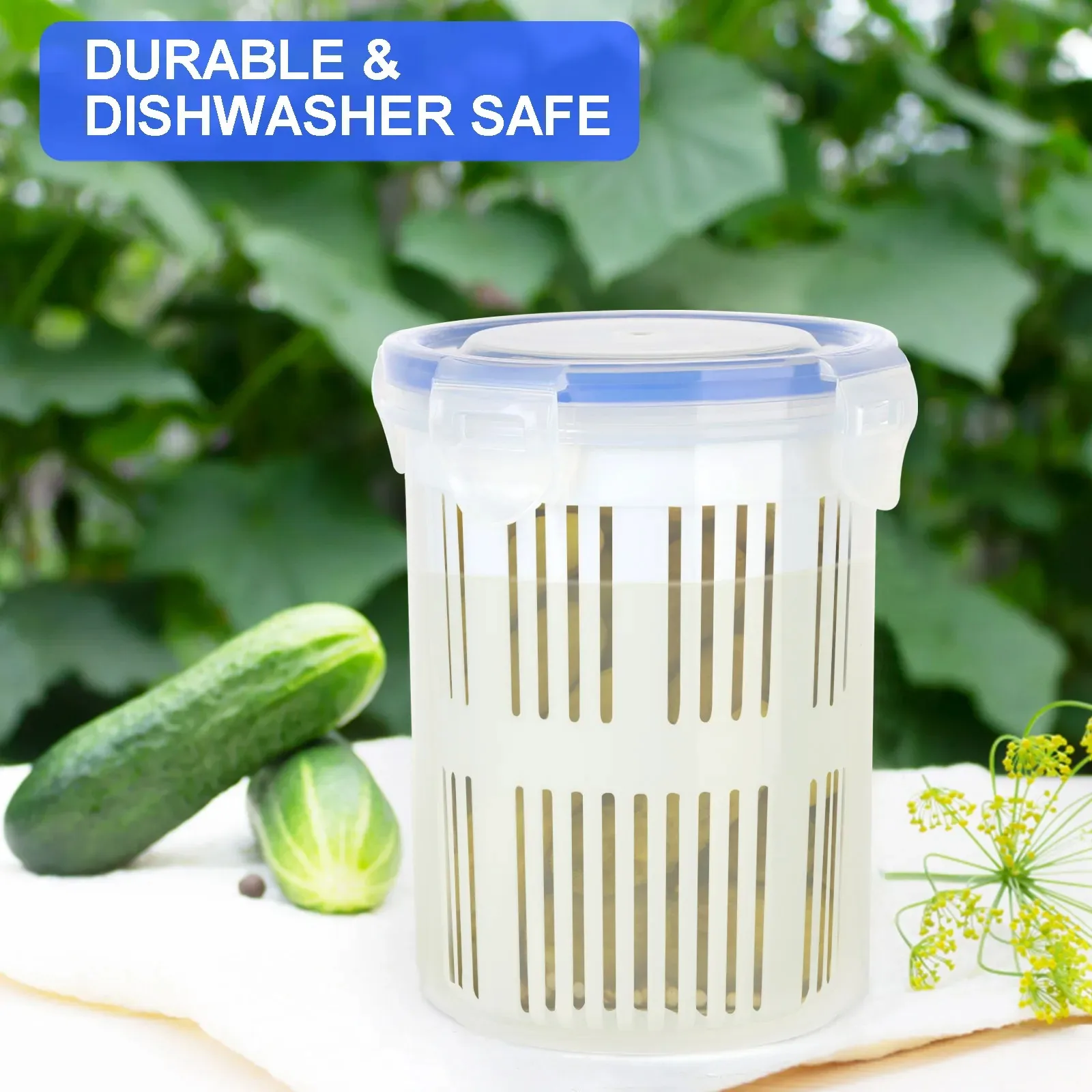 Pickle Jar With Filter Food Storage Container Pickle Rack Pickle Bucket Olive Pepper Bucket Flap Jar with Leak-Proof and Lid