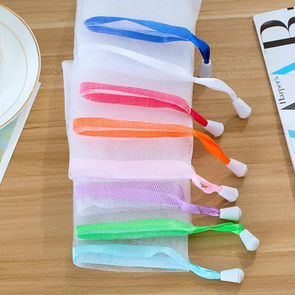 6Pcs Handmade Soap Mesh Bag Foaming Net Soap Saver Pouch Quick Drying Exfoliating Cleansing Tool Net