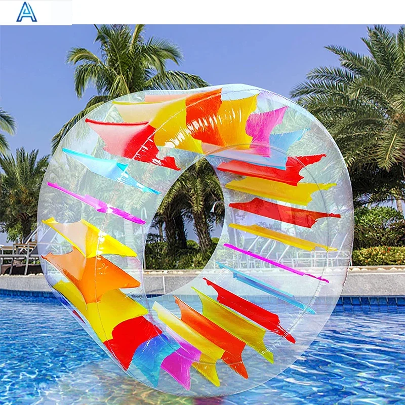 Inflatable Water Float Roller for Air Blow Water Walking Roller Toy Colorful Durable Viny PVC