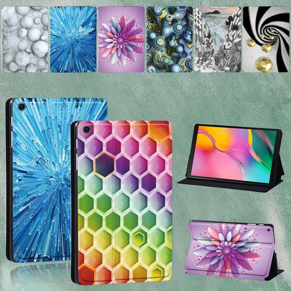 

For Samsung Galaxy Tab A 8.0 Inch 2019 SM-T290 SM-T295 PU Leather 3D Series Pattern Tablet Protective Case + Pen