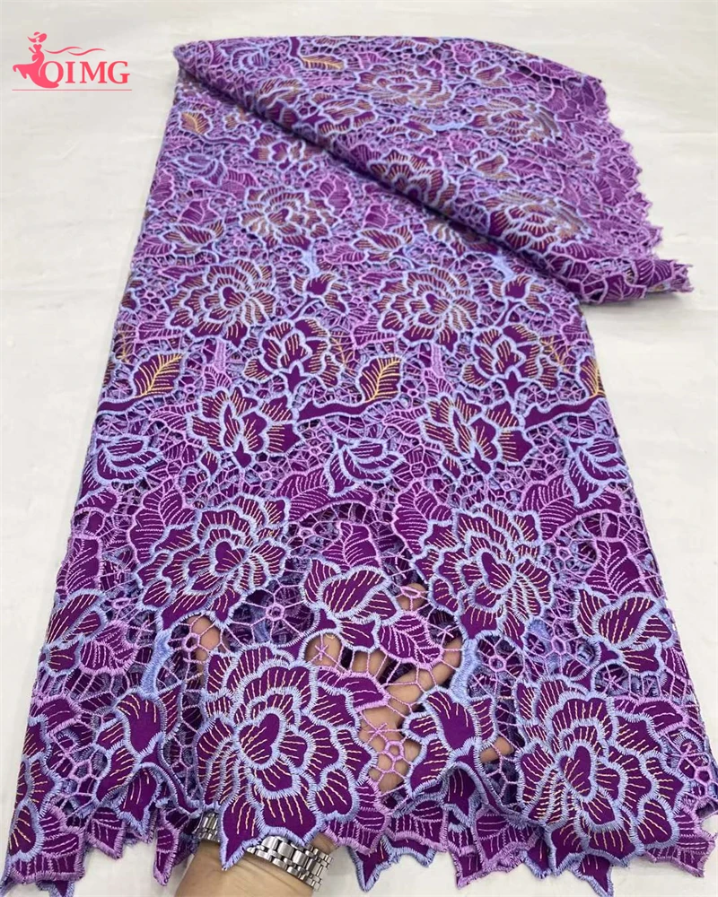 OIMG African Water Soluble Lace Fabric Guipure Cord Lace Fabric Colorful Dress Material 2024 High Quality