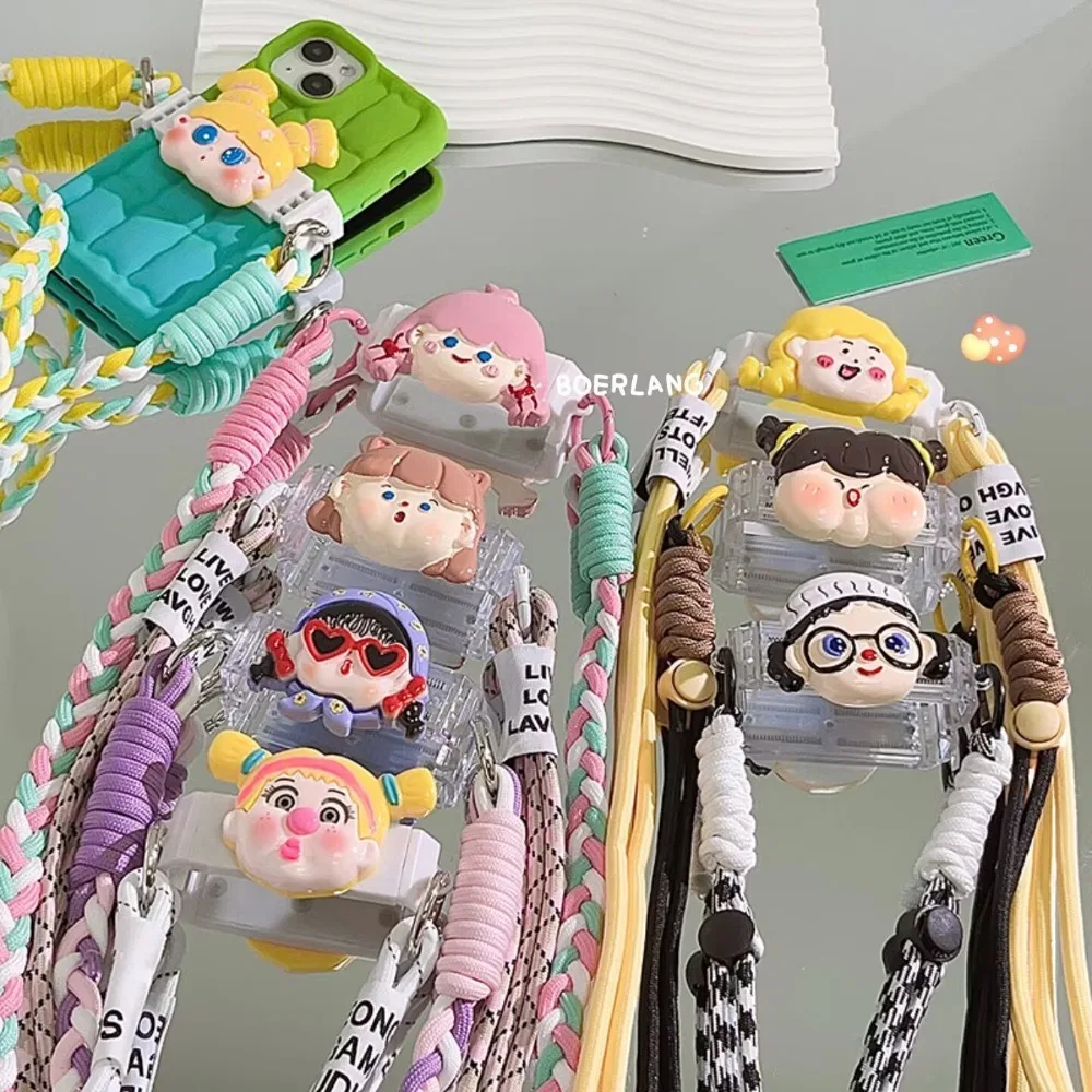 

Cute Girl Styling Mobile Phone Lanyard Plastic Rope Buckle Antiskid Phone Case Nylon Rope Strap Fall Prevention Phone Back Clip