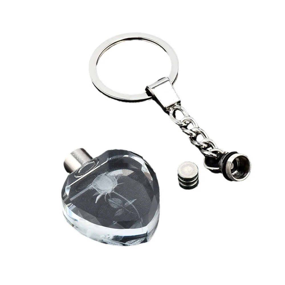 Llavero de cristal con luz LED en el interior, grabado gratis, cualquier diseño, llavero de cristal en blanco, logotipo personalizado, foto