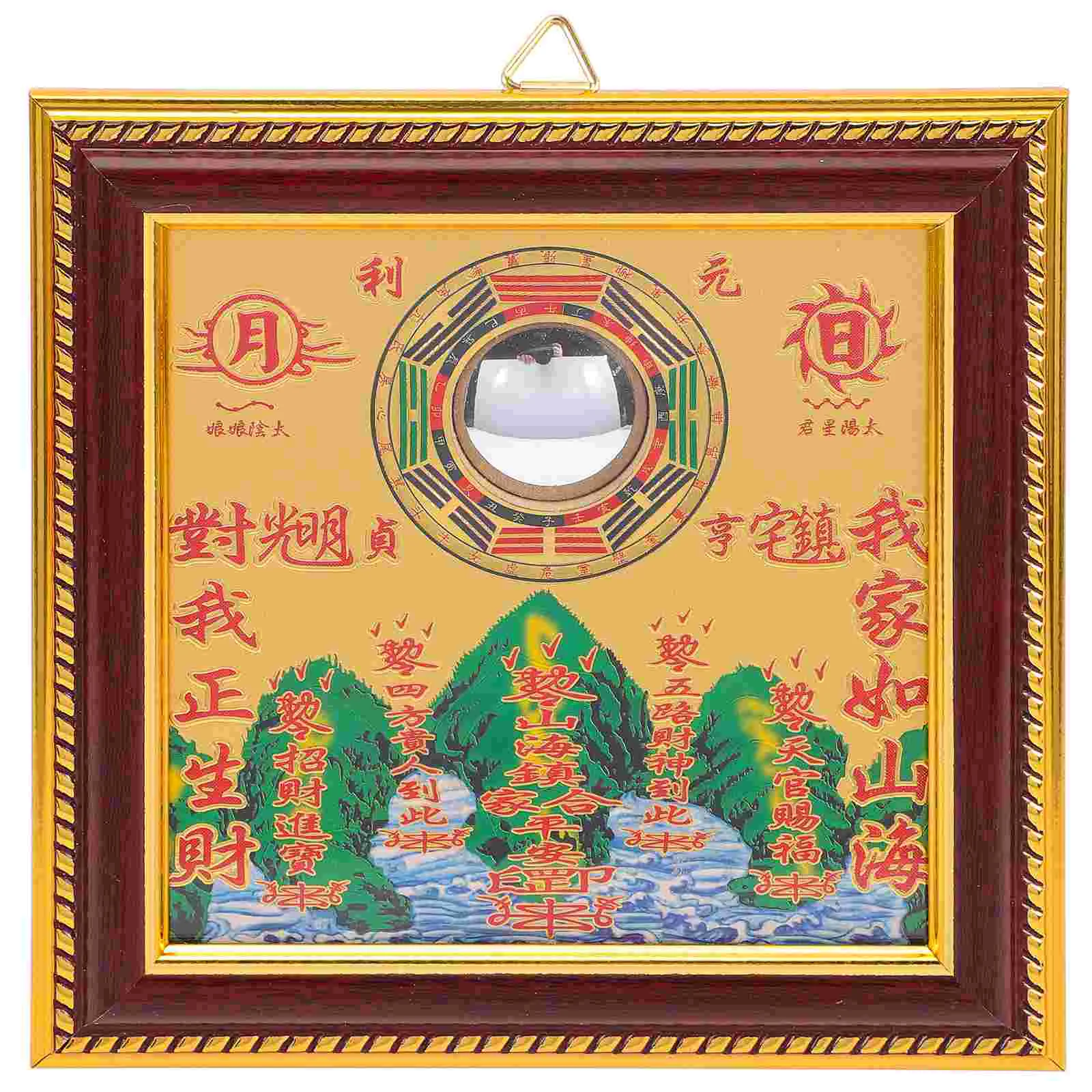 Shan Hai Town Ornaments Evil Exorcism Home Decor Craft Mirror Blessing Decoration Chinese Bagua