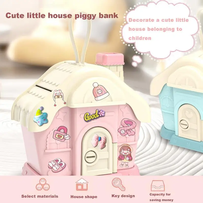 House Shaped Piggy Bank Children's Toys Cartoon Coin Money Pot Kids Money Saving Box House Shape