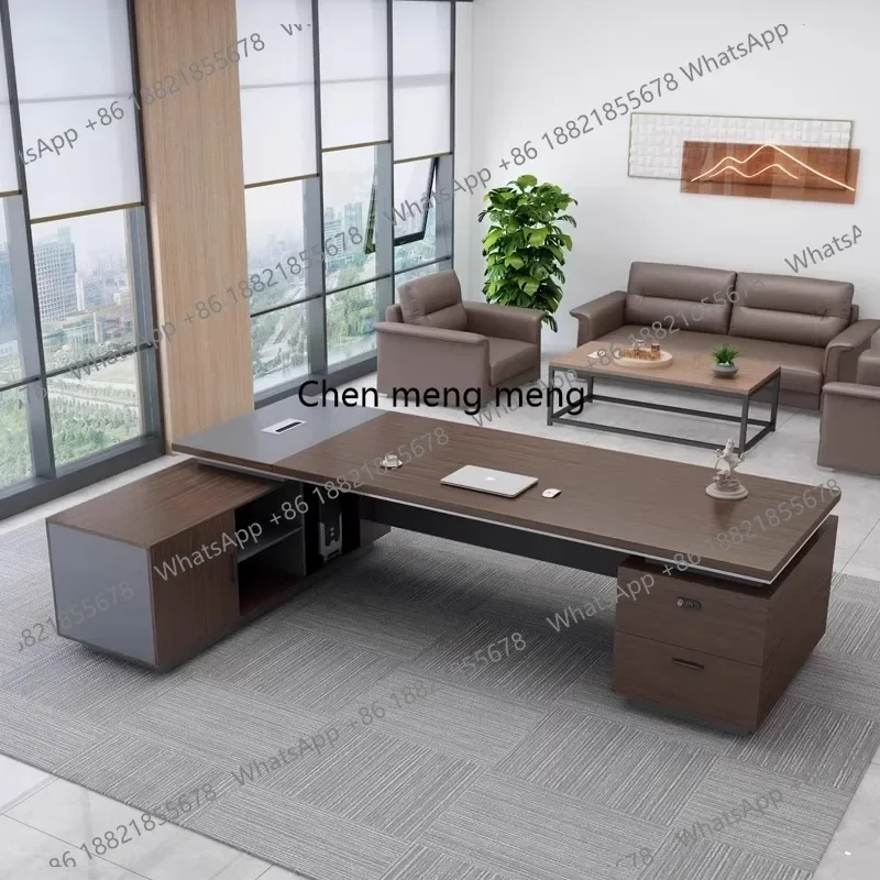 

Рабочий стол руководителя: простой, современный, полный комплект офисной мебели, роскошный набор стола и стула.