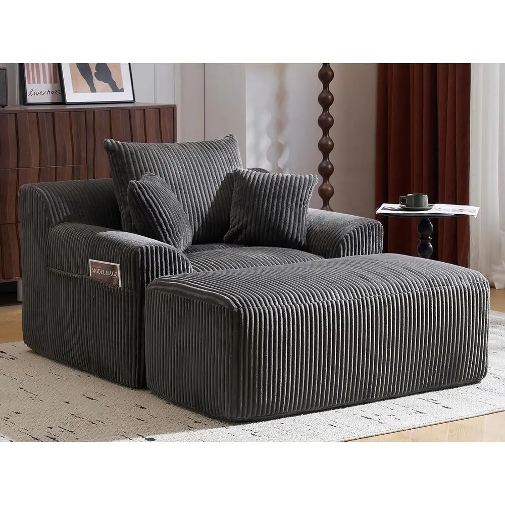 

Большое кресло-шезлонг 59 размера из вельвета с оттоманкой, раскладное, не требует сборки