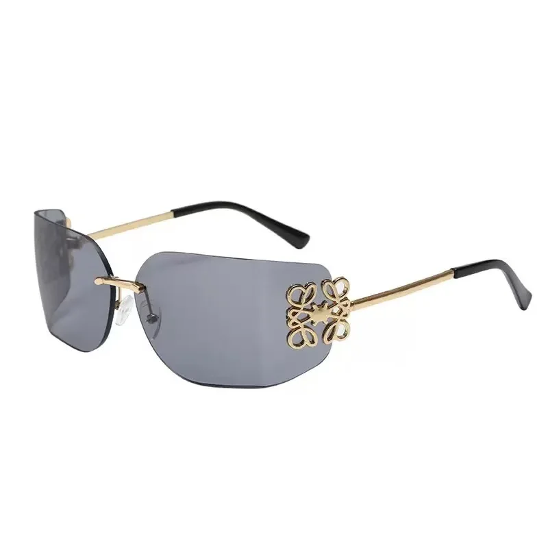 高級リムレス曲面ミラーサングラス ファッション 個性 Y2K スパイスガール ミレニアム風 オンラインセレブ ジョーカーサングラス