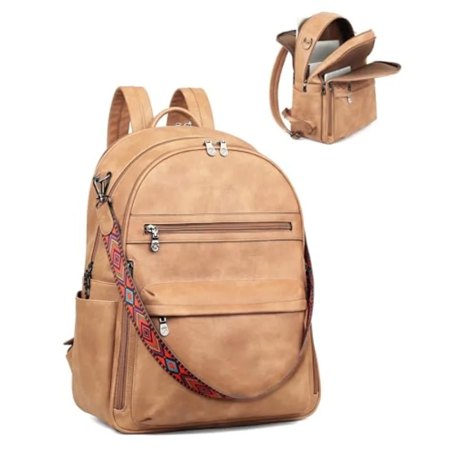 

5.6 inch Laptop Backpack Purse for Women Designer PU Leather Computer Backpacks Fashion for Work Travel