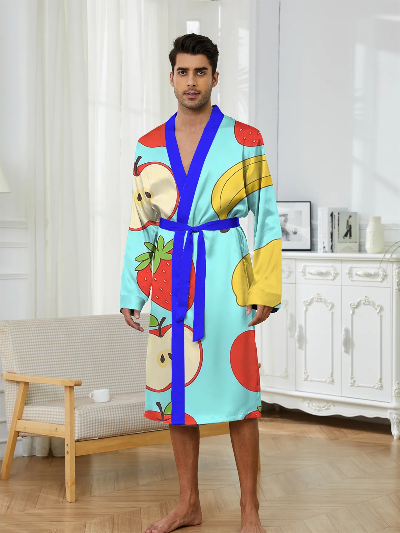 

Новый мужской халат для сна с 3D-печатью, быстросохнущий, нелиняющий, приятный для кожи и легкий, для домашнего использования.