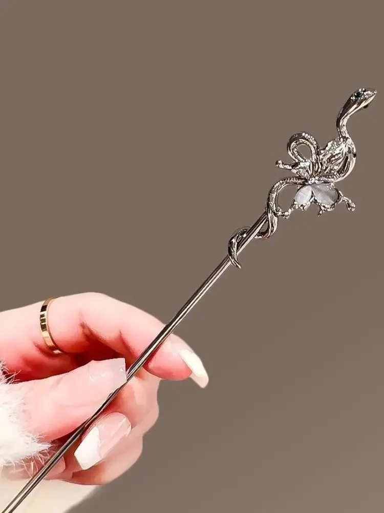 2026 neue Chinesische Stil Schlange Form Rose Haar Stick für Frauen Vintage Rot Kristall Quaste Essstäbchen Haar Sticks Haar Zubehör – Detail 6
