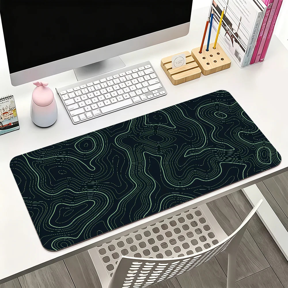 Contour lines Curved Abstract Lines Mouse Pad For Office Gaming And Keyboards Non-Slip Large Waterproof