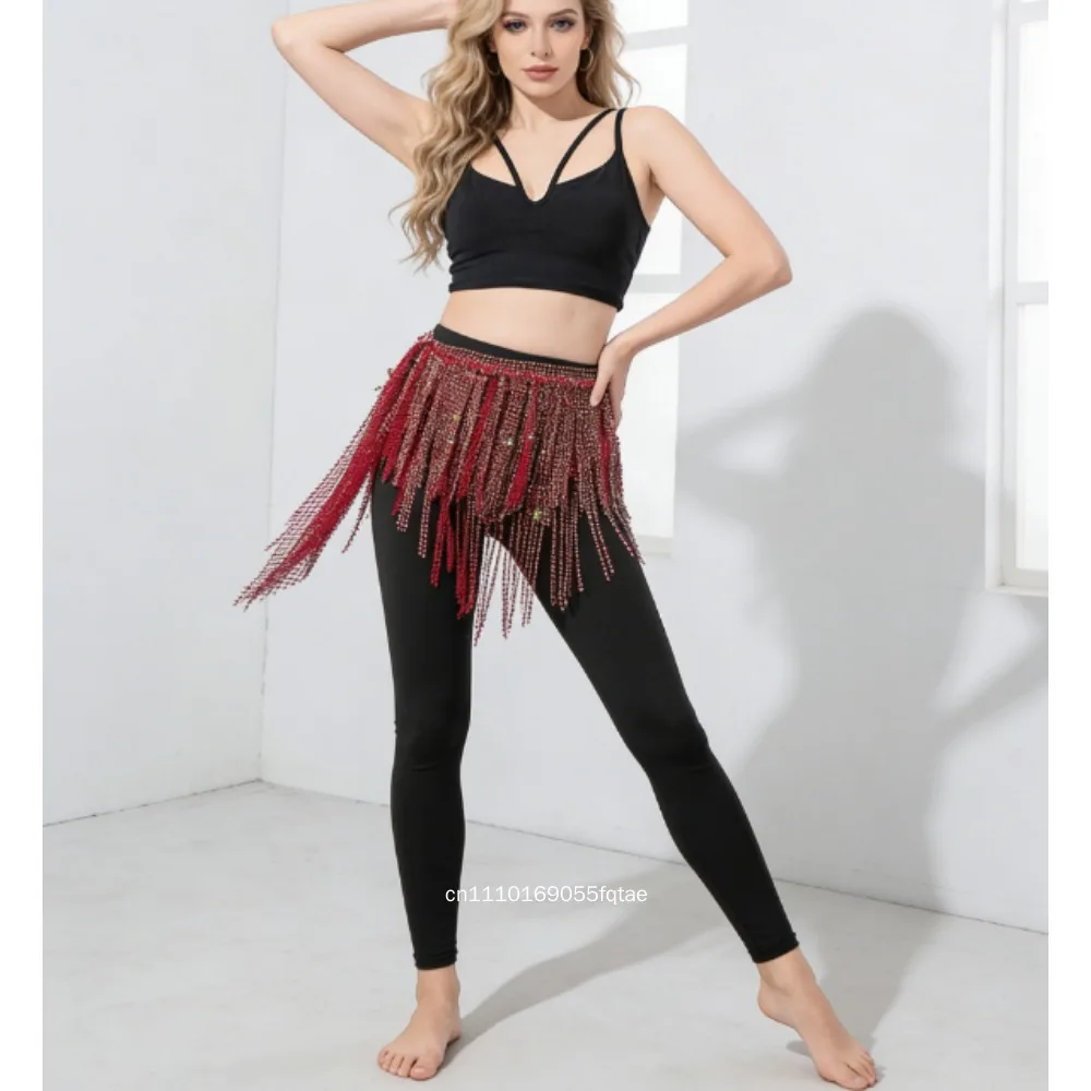 

Women Belly Dance Hip Scarf Triangle Tassel Waist Belt With Luxury Ab Stones Shiny Oriental Dance Performance Practice Accessori