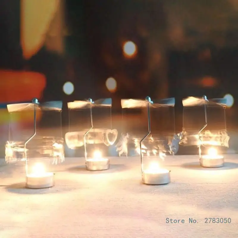 Rotary Holder Tea Light Holder Metal Tray Spinning Snowflake Deer Heart Christmas Trees Holder